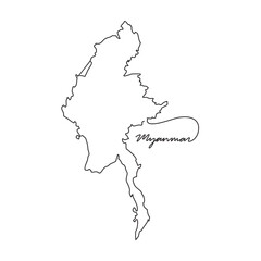 One continuous line drawing of country Map for Myanmar vector illustration. Country map illustration simple linear style vector concept.  country territorial area and suitable for your asset design.
