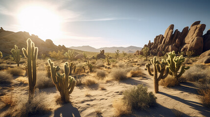 Green Poisonous Cactus Hot Desert Plants Generative AI - obrazy, fototapety, plakaty