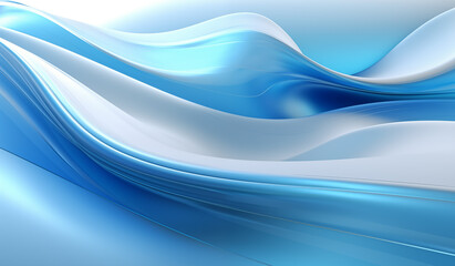 Geometric abstract blue volumetric digital background with curved wave effect