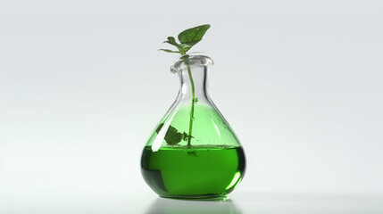 Test flask grow vigorously flask green liquid white Generative AI