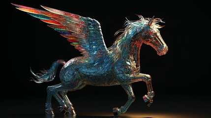 Glass made flying Winged unicorn  Generative AI