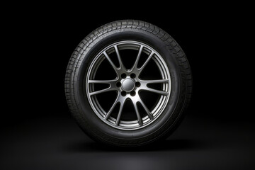 Closeup of car tires on black background