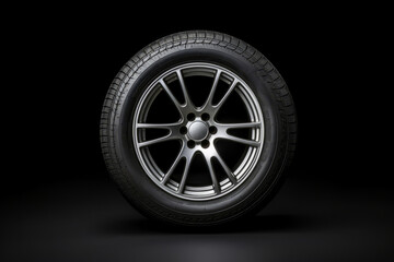 Obraz premium Closeup of car tires on black background