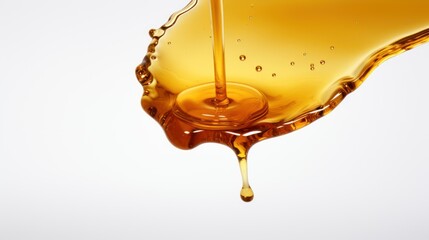 a tiny drop of honey on white background