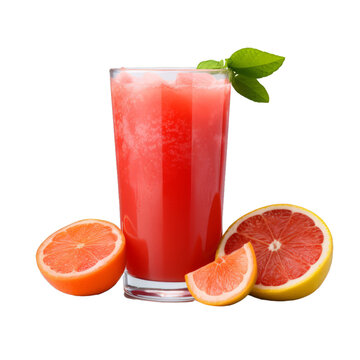 Closeup of a fruit punch on a white transparent background