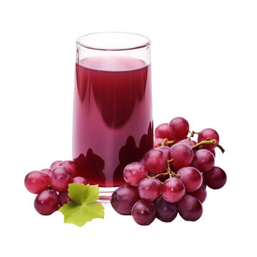Closeup of delicious grape juice on white transparent background