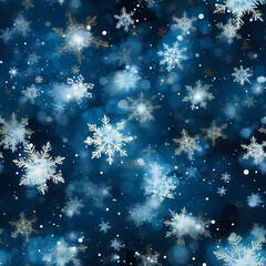 Blue Christmas Snowflakes Repeatable Tile Pattern - generative AI