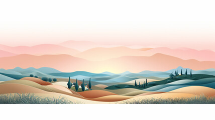 autumn landscape in tuscany origami paper sculptural. - obrazy, fototapety, plakaty