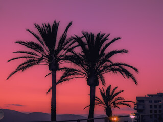 palm trees at sunset