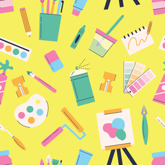 Art Supplies Stationery Seamless Pattern
