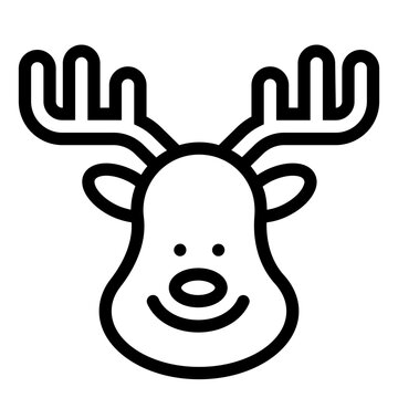 Reindeer Line Icon Design Vector
