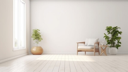 empty new white room scandinavian style apartment.