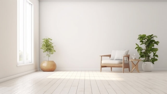 Fototapeta empty new white room scandinavian style apartment.