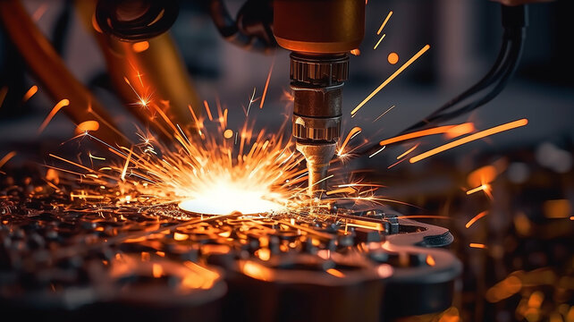 welding plasma cutting of metal, spark parts.