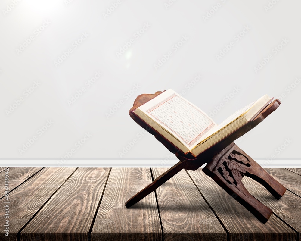 Canvas Prints reading Quran holy book Quran on wooden seating