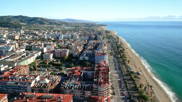 aerial images of Pineda de Mar in Costa brava  MAresme Barcelona beach without people
