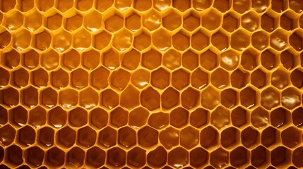 Close up Background Texture of Honeycomb with Golden Honey.