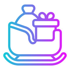 Sleigh Gradient Icon Design Vector