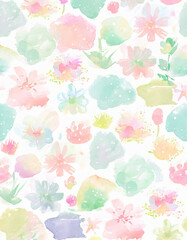 【generative ai】水彩タッチでパステルカラーの花柄パターン