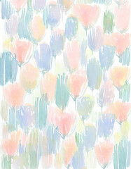 【generative ai】水彩タッチでパステルカラーの花柄パターン