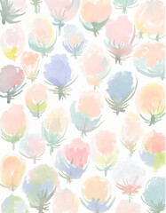 【generative ai】水彩タッチでパステルカラーの花柄パターン