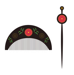 traditional japanese illustrations｜くしとかんざし背景なし

