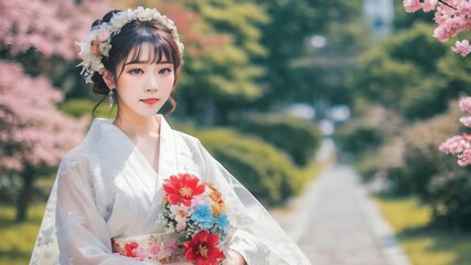 Asian Women wearing wedding clothes Background Very Cool