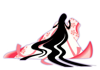 traditional japanese illustrations｜十二単の女性背景なし