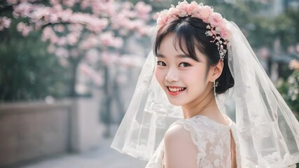Asian Women wearing wedding clothes Background Very Cool