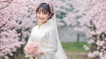 Asian Women wearing wedding clothes Background Very Cool
