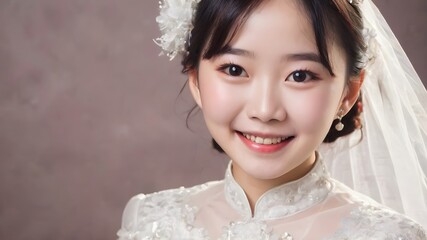 Asian Women wearing wedding clothes Background Very Cool