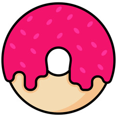 Donut Icon In Outline Flat Design Style Vector Illustration