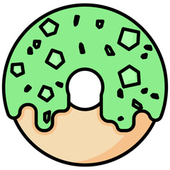 Donut Icon In Outline Flat Design Style Vector Illustration