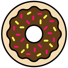 Donut Icon In Outline Flat Design Style Vector Illustration