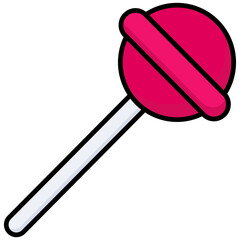 Lolipop Icon In Outline Flat Design Style Vector Illustration