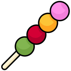 Candy Stick Lollipop Icon In Outline Flat Design Style Vector Illustration