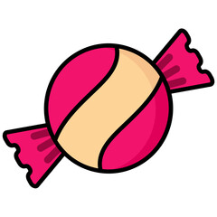 Candy icon Icon In Outline Flat Design Style Vector Illustration