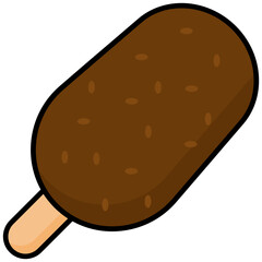 Chocolate Ice Cream Stick icon Icon In Outline Flat Design Style Vector Illustration