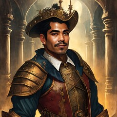 steampunk warrior with dark gritty background and gothic theme, Victorian style 20756