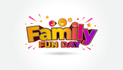 Family day concept. Happy funny and colorful family day logo design