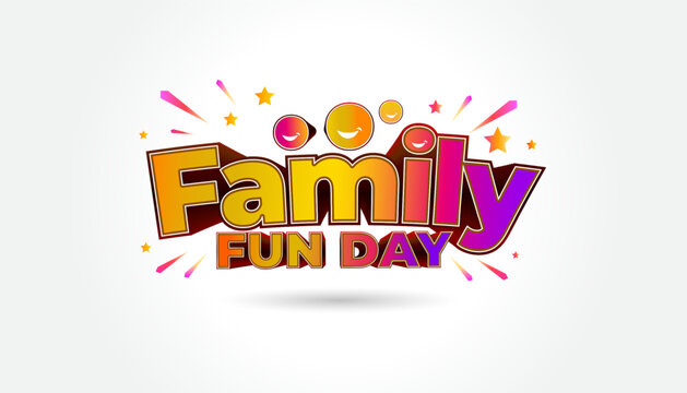 Family day concept. Happy funny and colorful family day logo design