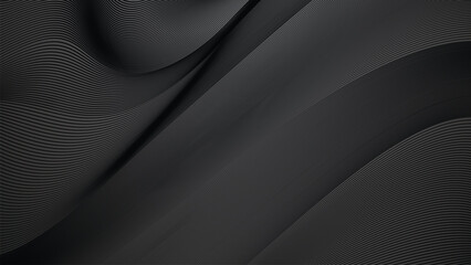 Modern wave curve abstract presentation background. Black abstract background design with wavy line. Premium stripe texture for banner, business backdrop. Dark vector template.