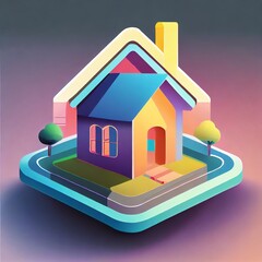 Home shaped app icon with transparent background 21694 home area external and trees