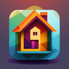 Home shaped app icon with transparent background 80009 with earth material colors