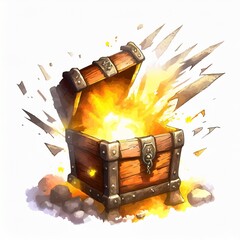 loot chest exploding open, isolated, white background 86322 small under sxplosion