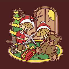 Celebrating christmas eve under the moonlight