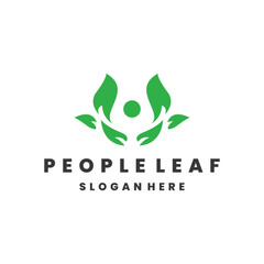 people leaf logo design vector graphic idea creative