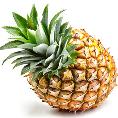 Flying in air pineapple tropical fruit isolated on white Juicy healthy vitamin pineapple, vegan food.