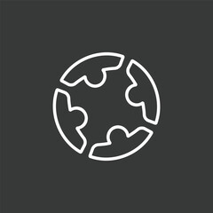 Iconic logo featuring four lineal persons in white color