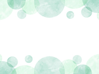 水玉模様の水彩フレーム 緑